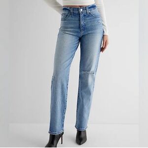High-Rise Straight Leg Women's Jeans – Light Blue